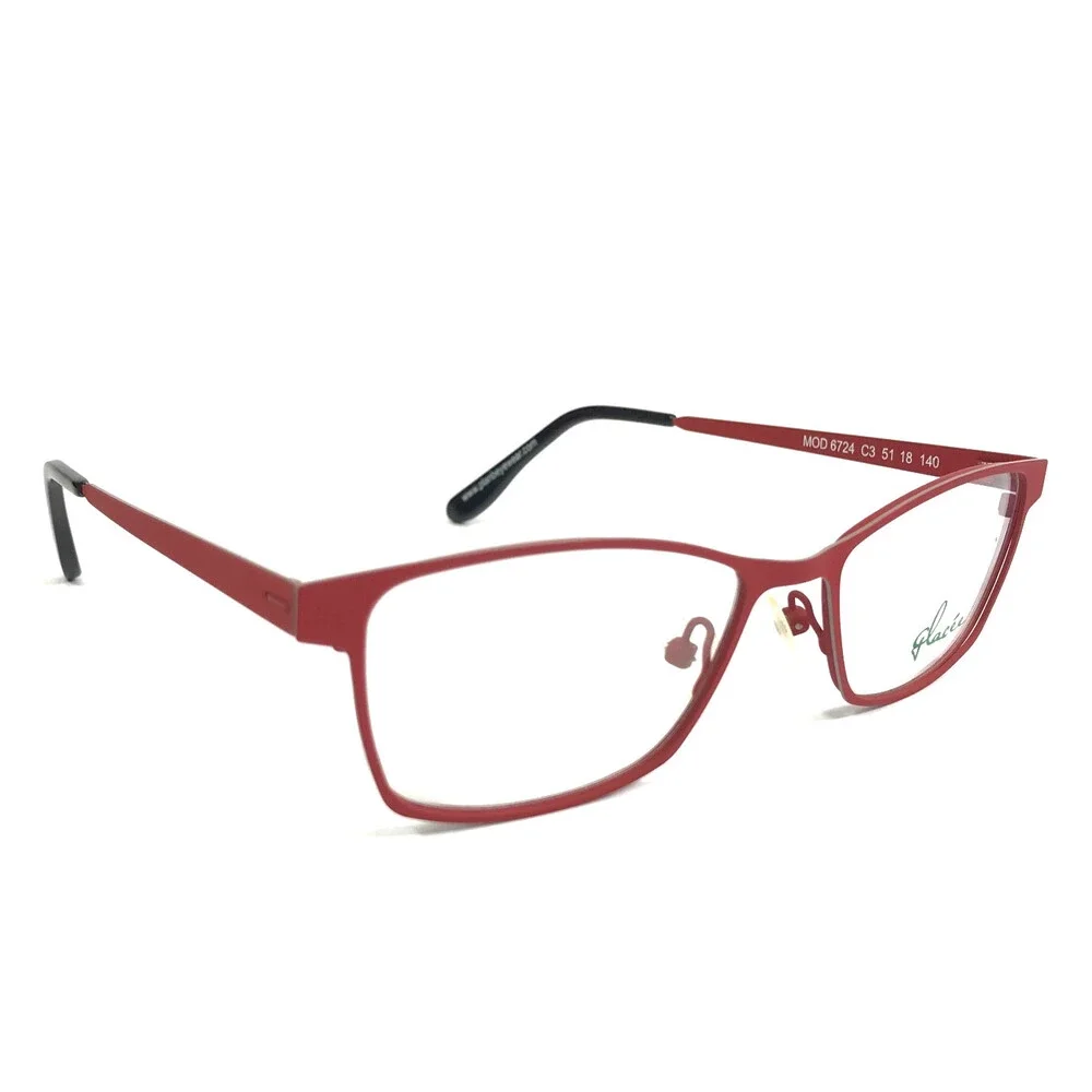 Glacee Eyeglasses Frames MOD 6724 C3 Red Gray Cat Eye Full Rim 51-18-140